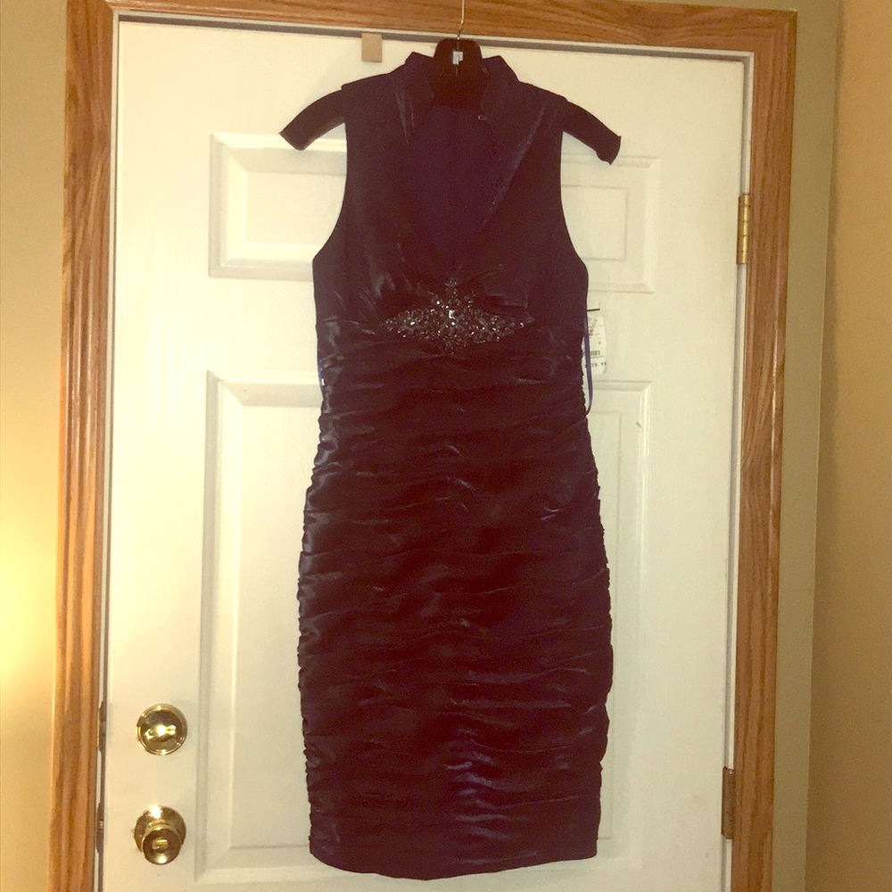 Cachet indigo Ruched Dress with Empire Waist